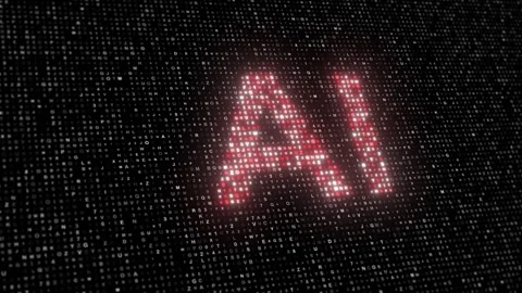 AI Characters with Binary Code Data Random, AI, Cloud Computing Stock Footage 340606598