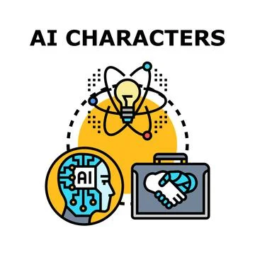 Ai characters representing artificial intelligence future technology innovati Stock Illustration