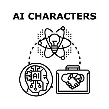 Ai characters representing artificial intelligence future technology innovati Stock Illustration