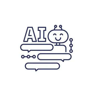 AI chat bot icon, Artificial intelligence vector Stock Illustration