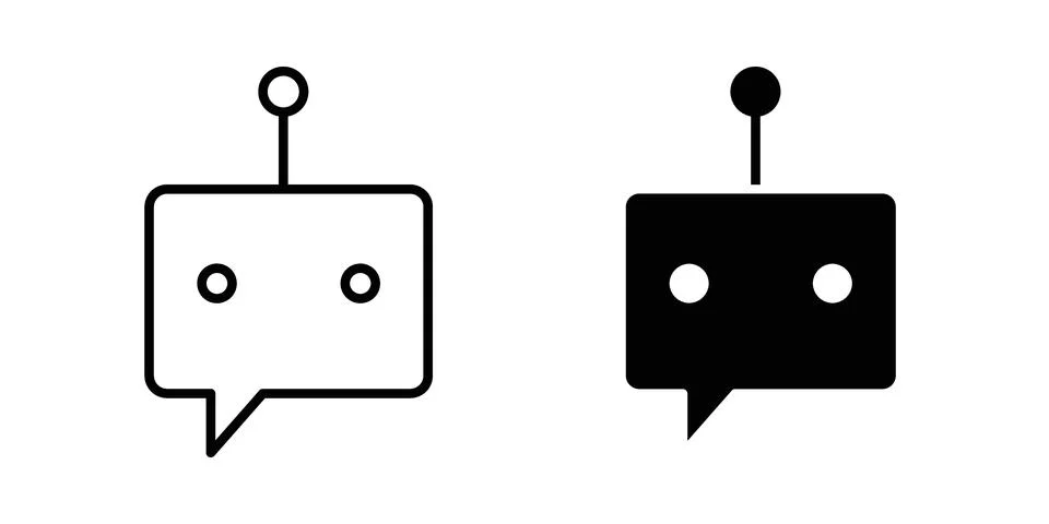 Ai chat bot icon linear versions pack on white background Illustrazione stock
