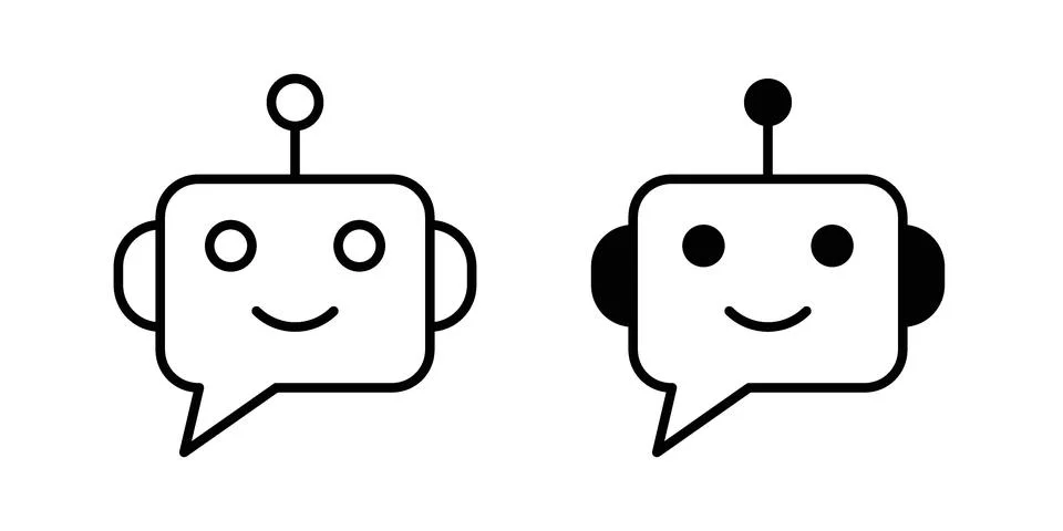 Ai chat bot icon set modern line and solid style collection. Stock Illustration