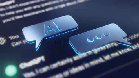 Ai Chat bot on macro screen. Stock Footage 262715204