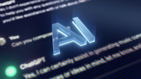 Ai Chat bot on macro screen. 스톡 동영상 262715297