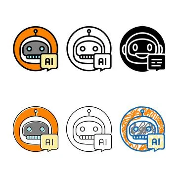Ai chat bot range color icon vector Stock Illustration