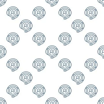 AI Chat Bot vector Artificial Intelligence support outline seamless pattern Stock Illustration