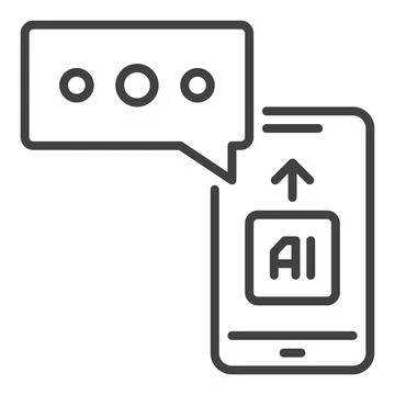 AI Chat on Smartphone vector linear icon or logo element Illustrazione stock
