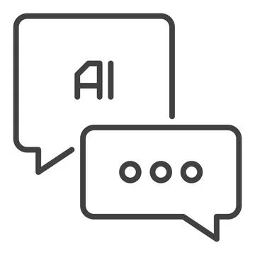 AI Chat vector Artificial Intelligence Speech Bubbles icon or sign in thin .. Stock Illustration