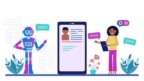 AI Chatbot and Human Interaction with Mobile Application for Customer Support Video stock 318345198