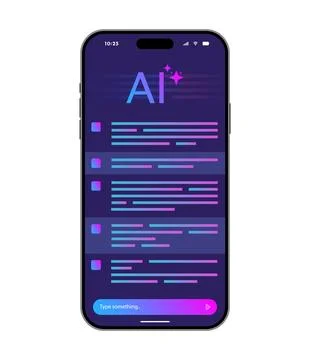 AI Chatbot Application In Mobile Phone User Interface Vector Stock Illustration