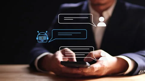 AI Chatbot, Artificial Intelligence, conversation assistant concept. Stock Footage 304809800