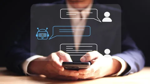 AI Chatbot, Artificial Intelligence, conversation assistant concept. Vídeo Stock 304886039