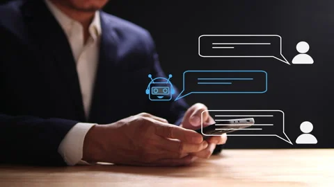 AI Chatbot, Artificial Intelligence, conversation assistant concept. Vídeo Stock 304886042
