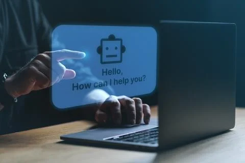 AI Chatbot assistant. Human chat with Artificial intelligence robot. Stock Photos