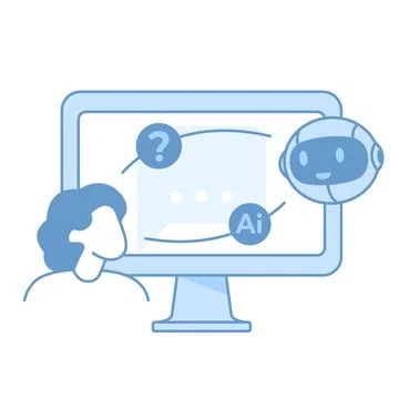 AI chatbot assistant, human user interaction 스톡 일러스트