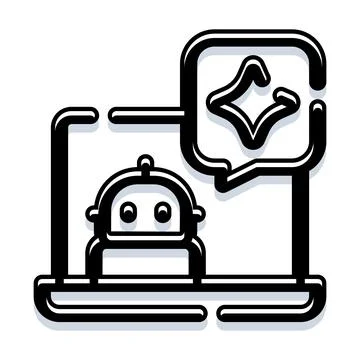Ai chatbot assistant icon communicating on laptop Stock Illustration