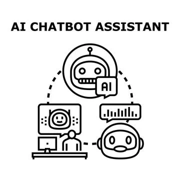 Ai chatbot assistant providing virtual communication support Stock Illustration