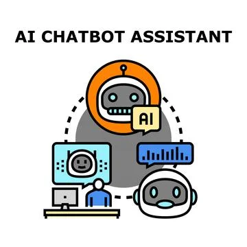Ai chatbot assistant providing virtual communication support Stock Illustration