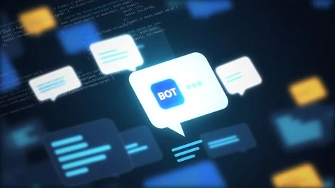 AI chatbot concept with a glowing white message bubble carrying an AI badge 動画素材 344553235