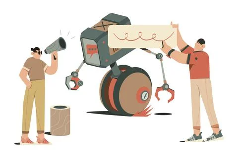 AI Chatbot Development Illustration Illustrazione stock