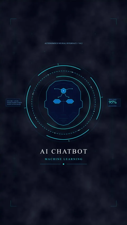 Ai chatbot digital head network interface scanning data analysis Stock Footage 348324809