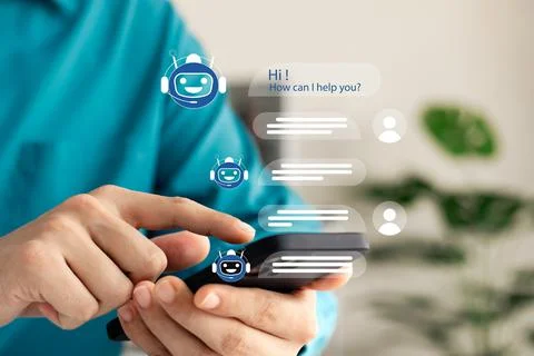 AI Chatbot intelligent digital customer service application concept, computer Stock Photos