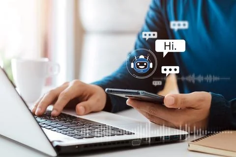 AI Chatbot intelligent digital customer service application concept, computer Stock Photos