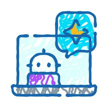 Ai chatbot interacting with laptop speech bubble Stock Illustration