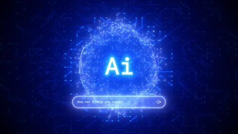 AI Chatbot Interface Glowing Sphere, Digital Artificial Intelligence Assistant Stock Footage 331433296