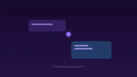 Ai chatbot llm conversation UI lavender concept loop 動画素材 342615776