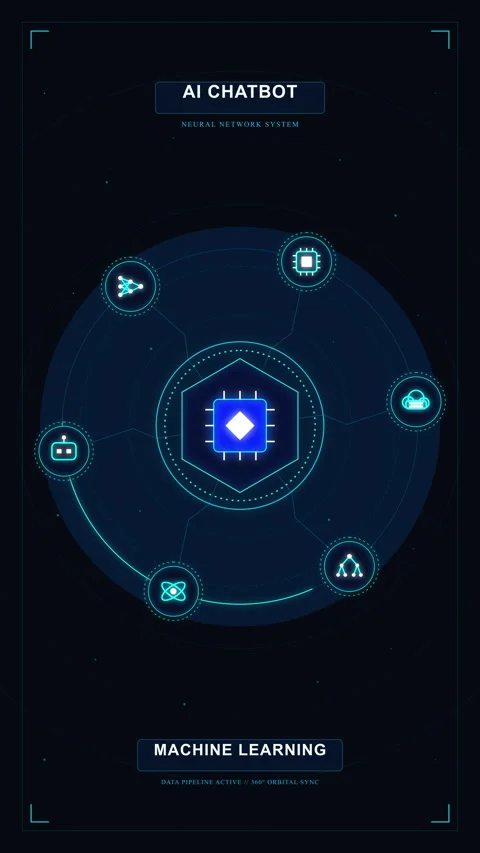 Ai chatbot machine learning interface showing neural network connection dat.. Stock Footage 348324870
