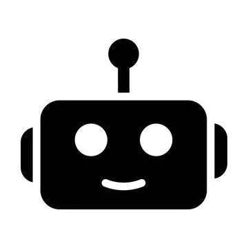 Ai chatbot mascot vector illustration cute minimal solid black robot bot fa.. 스톡 일러스트