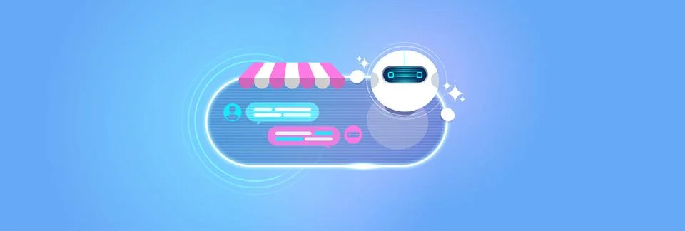 AI Chatbot for Online Store Virtual Assistant in E-commerce Support Stock Illustration