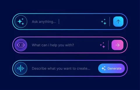 AI chatbot prompt input bar interface set Stock Illustration