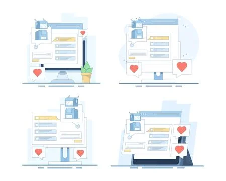 AI chatbot set featuring search engine integration, automated query responses. Stock Illustration