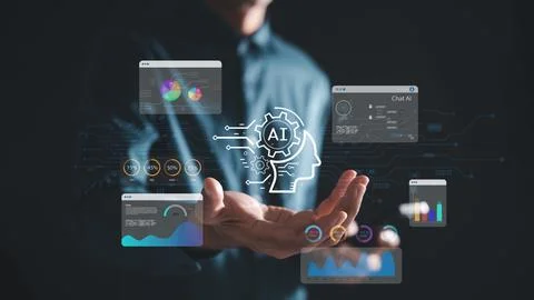 AI Chatbot smart technology integrates artificial intelligence, robot assis.. Stockfoto's