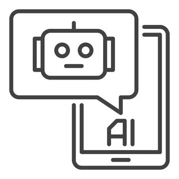AI Chatbot in Smartphone vector linear icon or logo element Stock Illustration