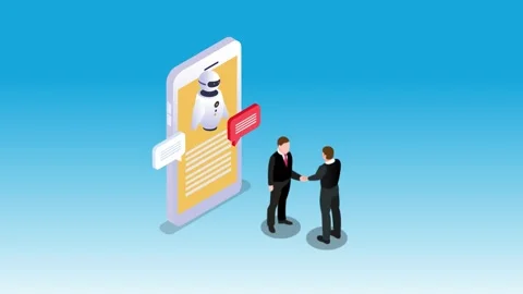 AI Chatbot Support and Business Agreement Concept 3d animation cartoon Stock Footage 337945070