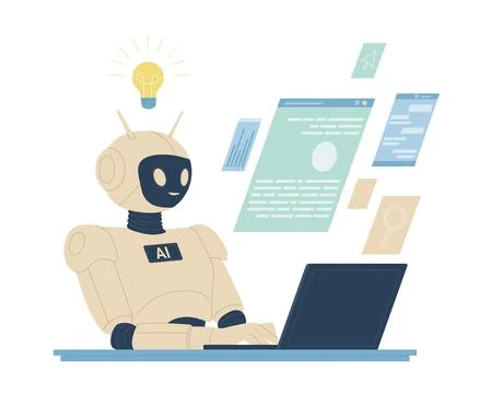 AI chatbot support, machine learning, chat interaction of customer and robot at 스톡 일러스트