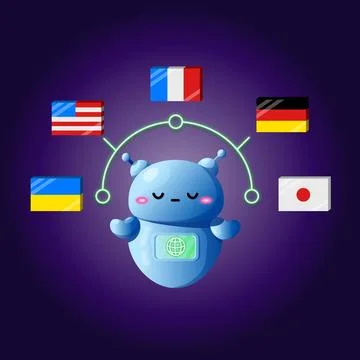 AI chatbot translator into another language. Stock Illustration