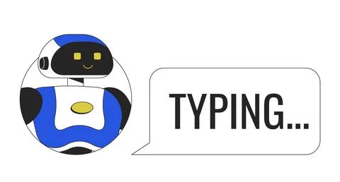 AI chatbot typing line concept vector spot illustration イラスト素材