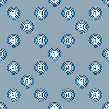 AI ChatBot vector Artificial Intelligence support colored seamless pattern Stockillustratie
