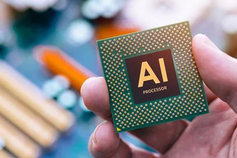 AI Chip, Artificial intelligence AI and Machine learning or Deep Learning C.. Stock Photos