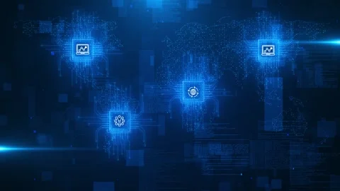 AI chip background data processing Circuit board line light Digital Technology Stock Footage 295215703