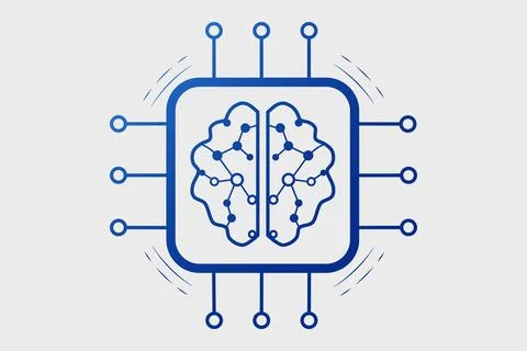 AI chip brain technology icon set  artificial intelligence, neural network 스톡 일러스트
