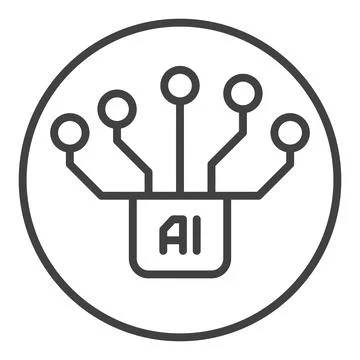 AI Chip Circuit Board vector Artificial Intelligence round icon or symbol i.. Illustrazione stock