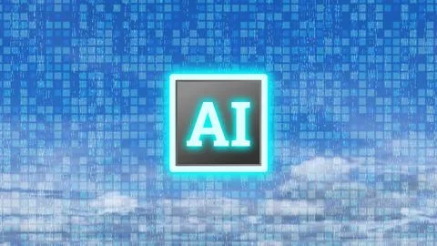 Ai chip on cloud background 스톡 일러스트