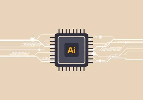 AI chip cpu icon design Stock Illustration