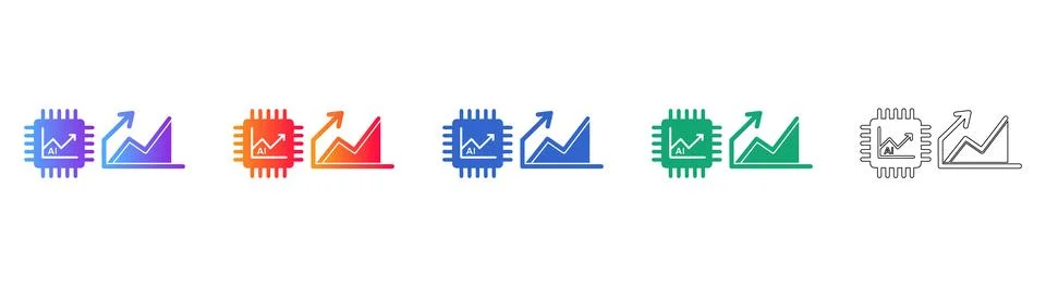 AI Chip Data Growth Analytics Icons Stock Illustration