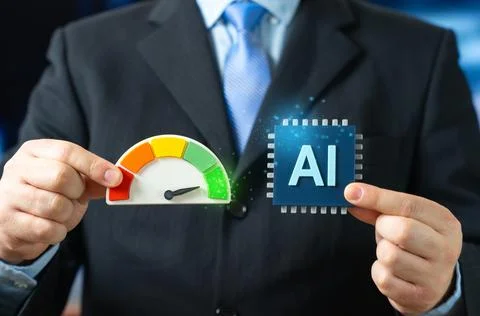 The AI chip demonstrates high efficiency and productivity. Energy saving and  Stockfoto's